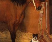 At the Stables, Horse and Dog - 埃德加·德加